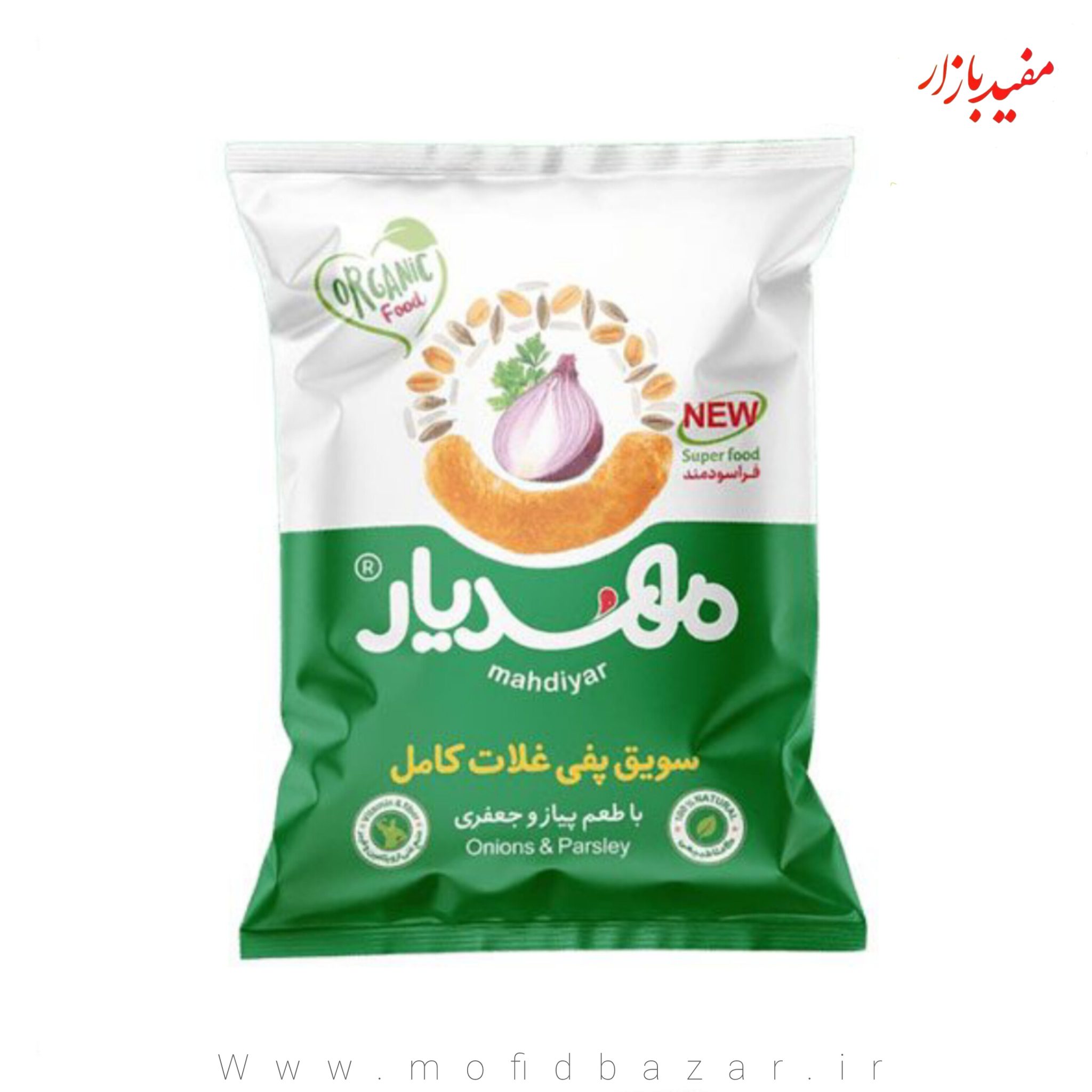 InShot_20240426_184609106-scaled-1.jpg سویق پفی غلات کامل پیاز جعفری 50گرمی مهدیار - تصویر 1